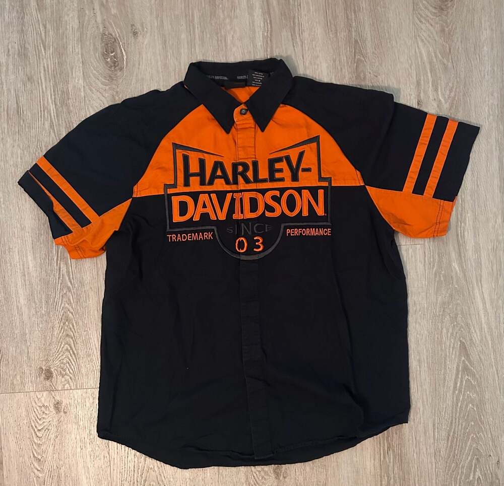Harley-Davidson Men's Embroidered Racing Performance Button-Up Shirt